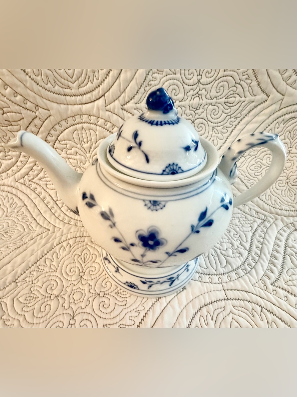 Bing & Grondahl Blue Butterfly (Sommerfugal) Porcelain Teapot with Base